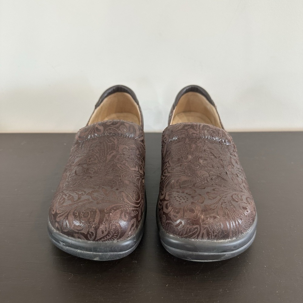 Alegria Keli Womens 39/9 Shoe‎ Brown Paisley Embossed Leather Slip Resistant - Picture 4 of 8